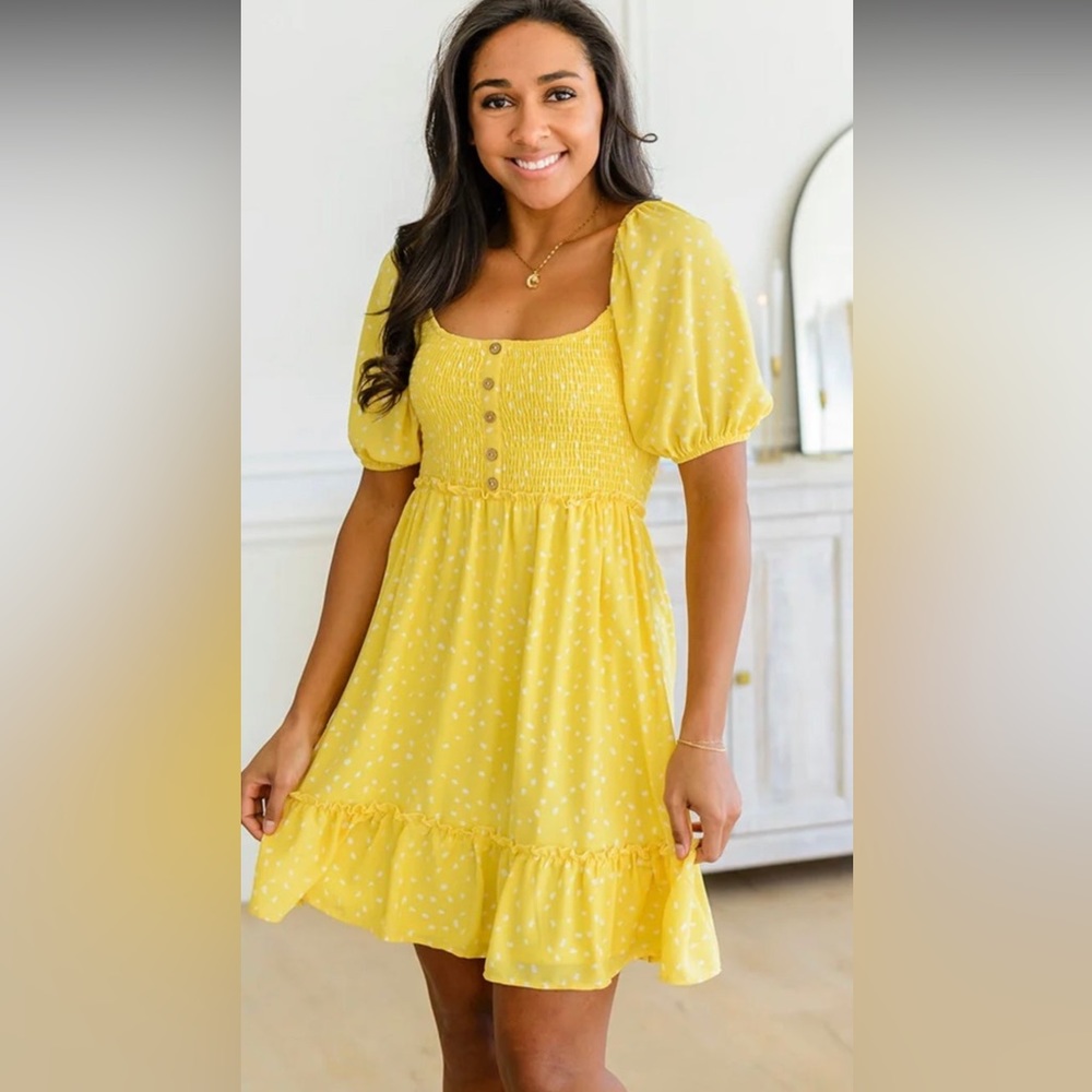 Yellow sun dress with open back